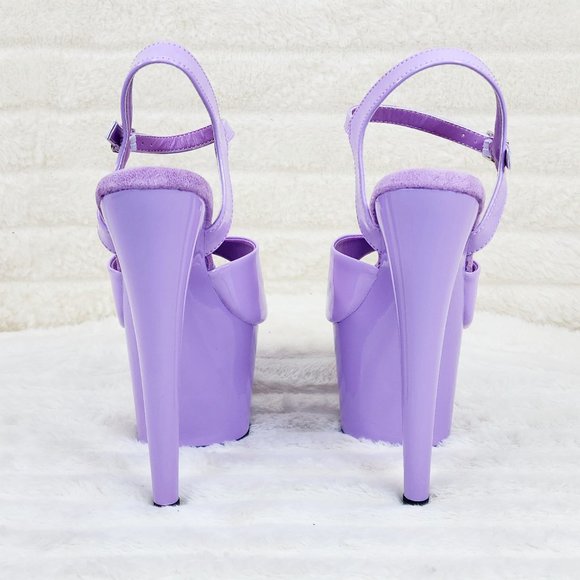 709 Lavender Lilac Patent Ankle Strap Platform High Heel Sandals - Picture 4 of 8